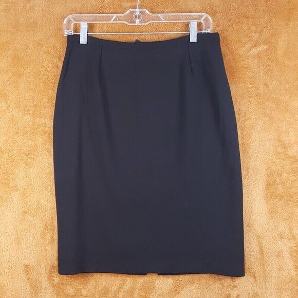 ARMANI COLLEZIONI Womens Skirt Size 6 Black Pencil Knee Length Slit 100% Wool - Picture 1 of 7